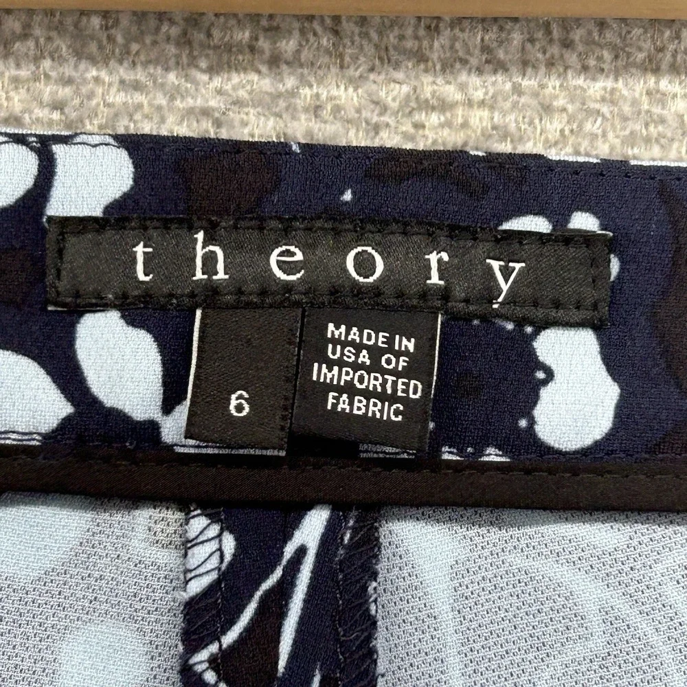 Theory Pants Women Size 6 Wide Leg All Over Floral Print USA